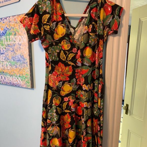 Vintage Fruit Print Cotton Dress 